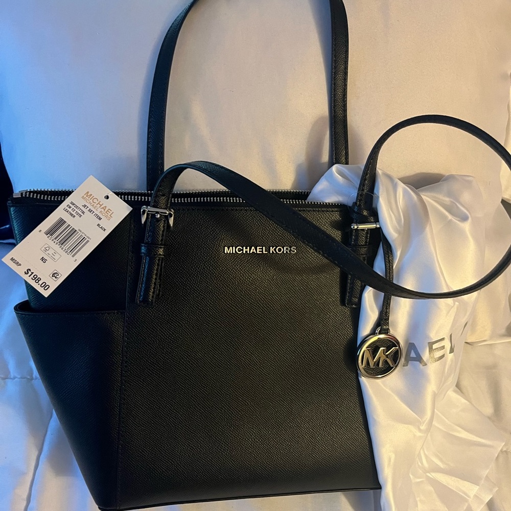 Michael Kors black tote bag